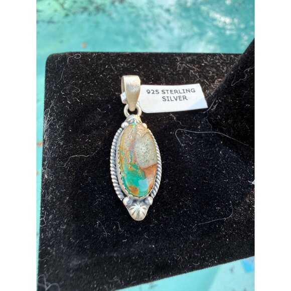 NWT Artisan Sterling Silver Pendant Ribbon Royston Turquoise Southwest 3.6g gift